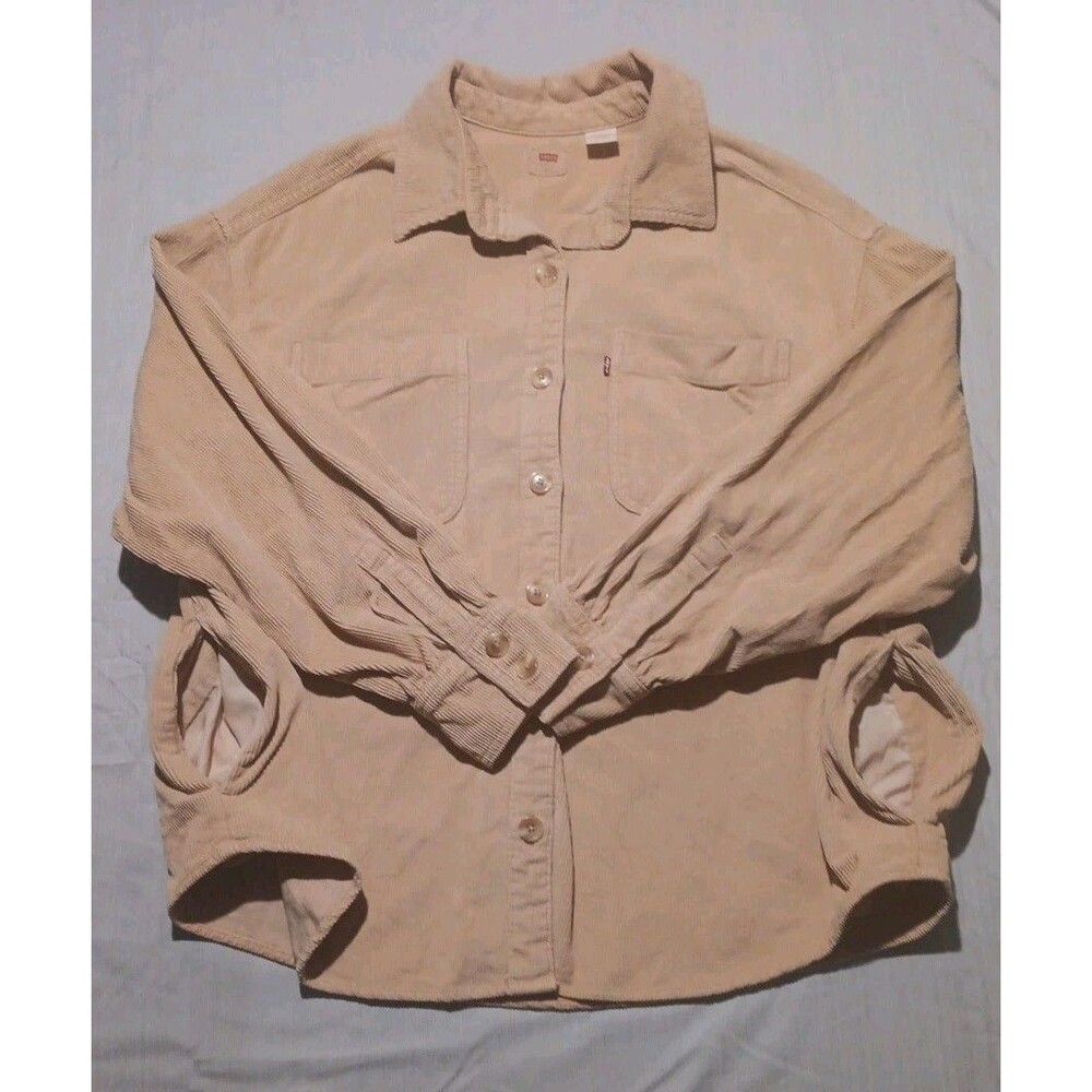 Levi's Corduroy Red Tab Shirt Men's XL Brown Button Up Extra Pockets Long Sleeve